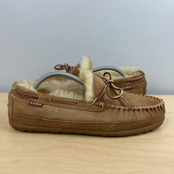 L.L. Bean Men’s Size 11.0 M Wicked Good Slipper Moccasins Brown Suede Lined - Picture 2 of 10